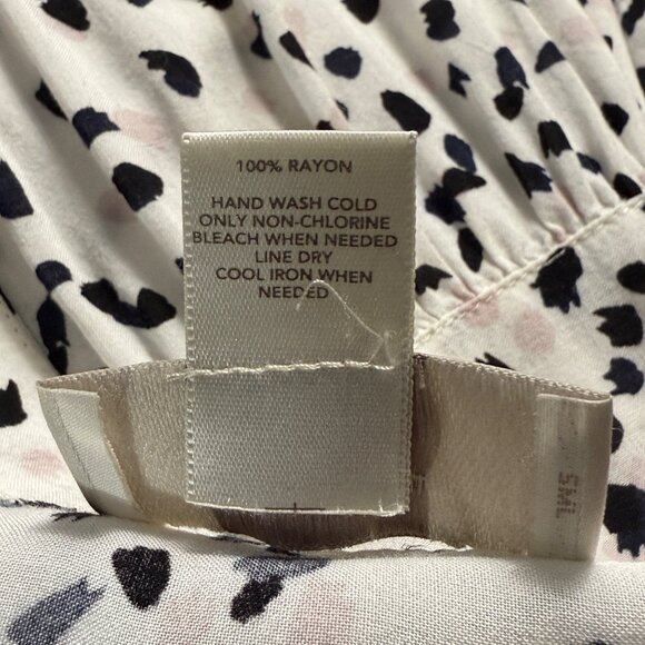 Loft size XL white dot print long sleeve 1/2 button flowy rayon tunic top - Picture 5 of 6